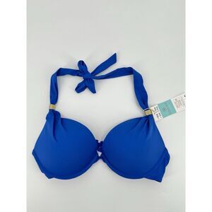 Dorina Bikini Top Jamaica Royal Blue Halter Super Push Up Padded Tie Back 36B